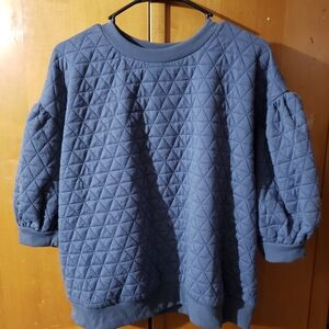 a new day Quilted Crew Neck Top in Blue